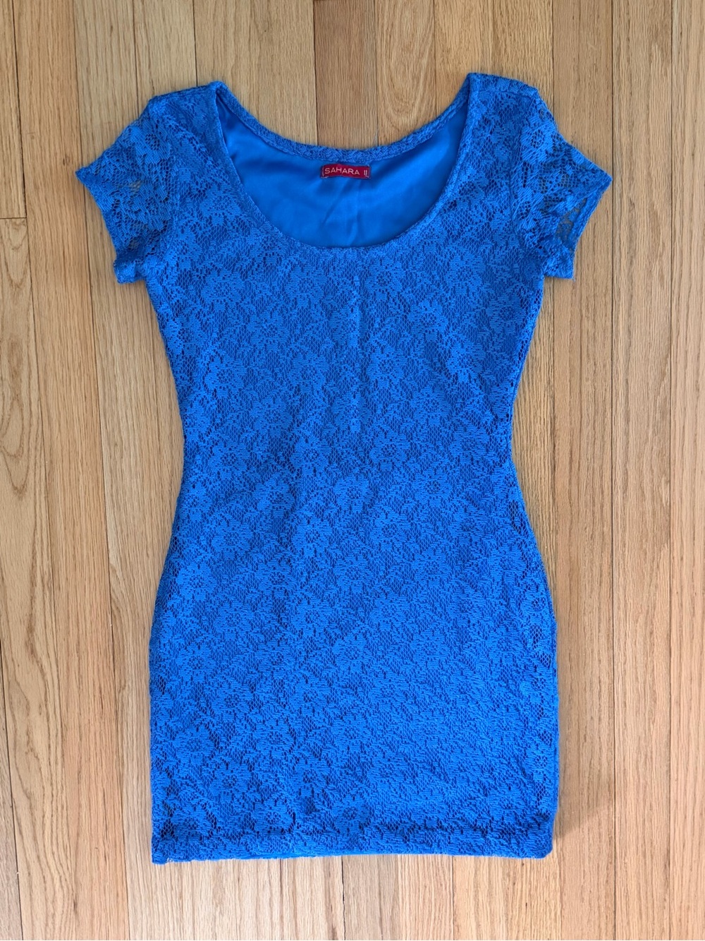 Floral Blue Lace Mini Dress